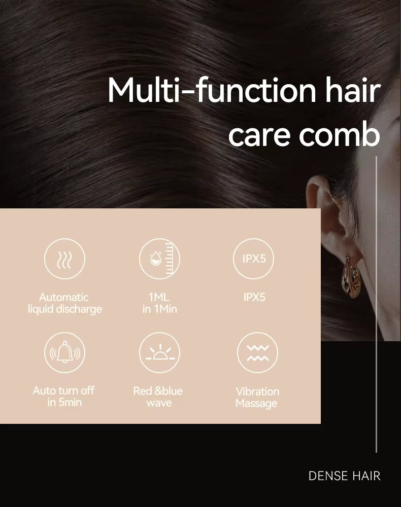 Brosse intelligente 3-en-1: Lumière rouge & bleue, massage à vitesse réglable et diffusion automatique de sérum